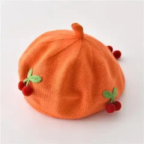 Fashion Baby Hat Solid Color Flower Girls Warm Beret Vintage Knitted Beret Hat Kids Autumn Winter Children Artist Painter Cap