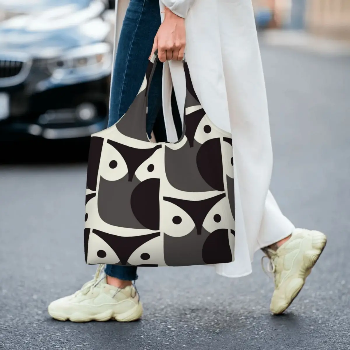 Custom Kawaii Orla Kiely Owl Shopping Tote Bag Recycling Groceries Canvas Shopper Shoulder Bags Handbags Gifts