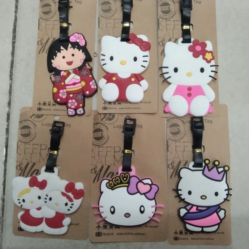 Sanrio Hello Kitty Kawaii Animation Cartoon Cute Innovative Luggage Tag Luggage ID Card Address Clip Luggage Boarding Gift