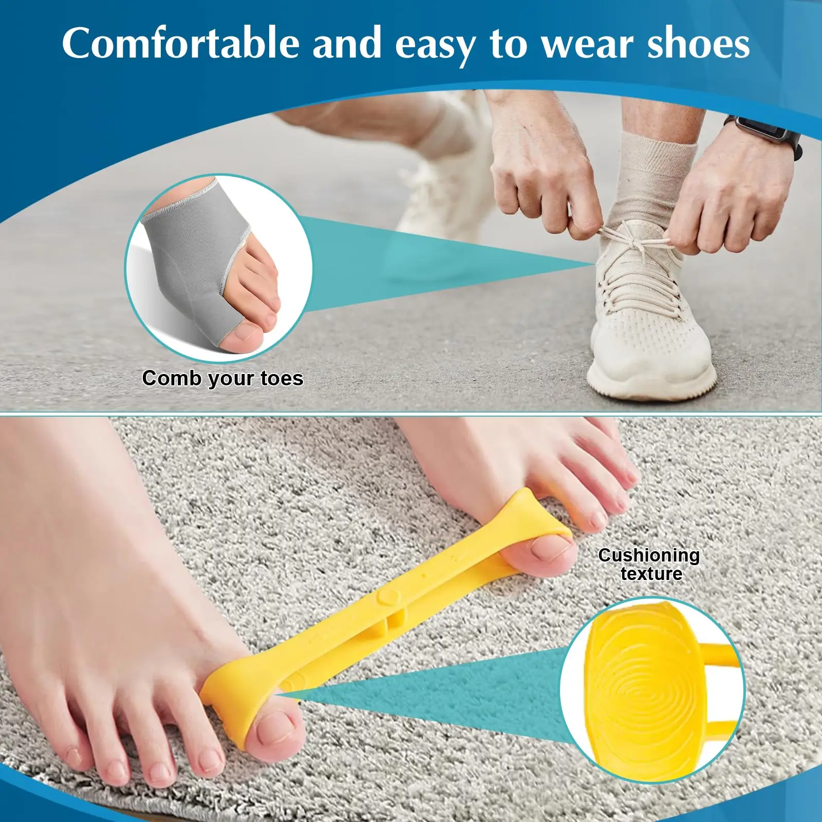 فاصل أصابع القدم أروح الورم مصحح تقويم العظام قدم العظام الإبهام الضابط تصحيح باديكير جورب مستقيم