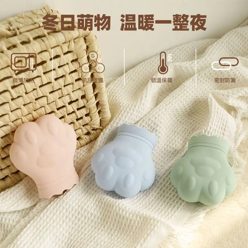 Silicone Cat\'s Paw Hot Water Bag Water Injection Small Mini Hot-Water Bag Irrigation Thickened Explosion-Proof Hand Warmer