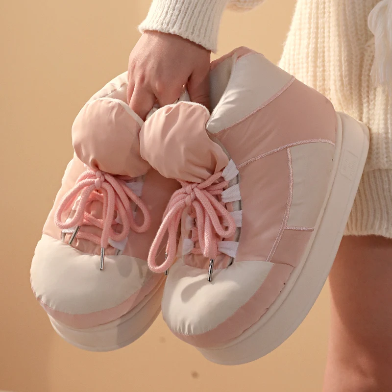 Cotton Slippers For Women 2024 Winter Home Shoes Anti Slip Thick Sole Warm Plush Cotton Shoes For Women Slippers