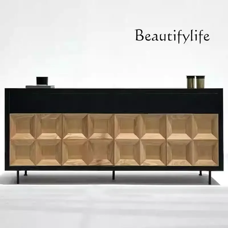 

BJ Medieval Style Home Dining Side Cabinet Nordic Solid Wood Storage Cabinet Against The Wall Entrance Cabinet Can Be Customized