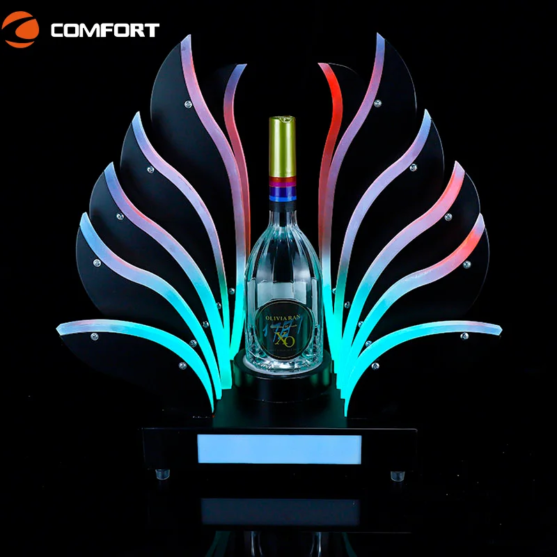 Customized Logo Acrylic Counter Display Case for Whiskey Vodka Liquor Bottle Trio Recyclable Gift Bar Accessory