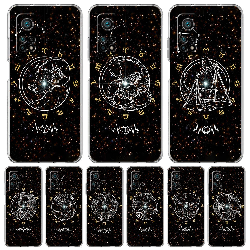 Cartoon Zodiac Phone Case for Xiaomi Mi Poco F3 X3 X4 GT NFC M3 M4 11 Ultra 12 11X 11i Pro Lite 5G Soft Transparent Cover Capas