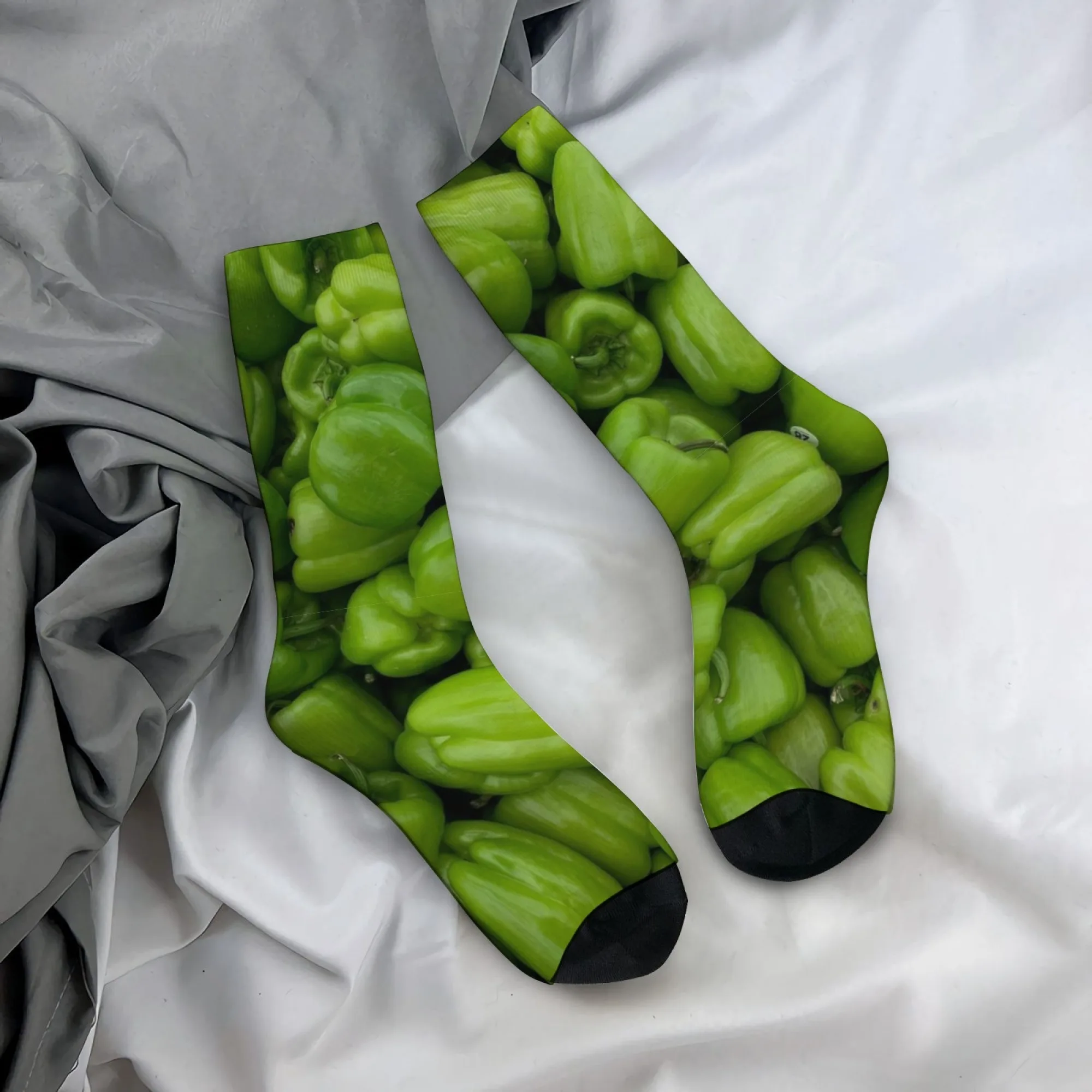 

Crazy Green Pepper Happy Men's Socks Novelty Funny Hip-Hop Socks Comfortable Breathable Non-Slip Outdoor Casual Sports Socks