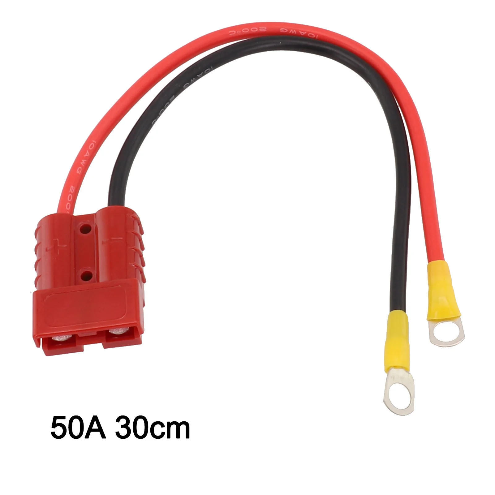 

Connector Cable 50Amp Connector For Battery Charging 1000 V DC 100cm 30cm 40C-125C 50cm M8 Post Red/Black Jacket