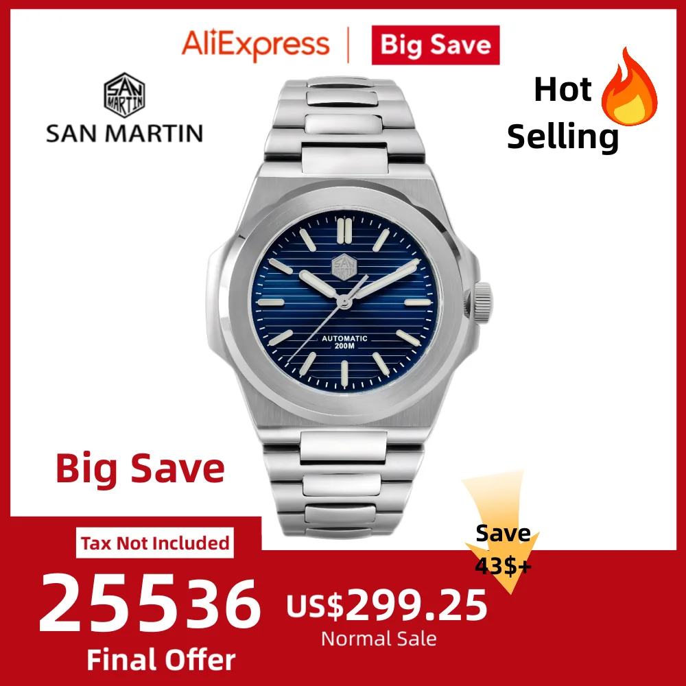 

San Martin 42 мм PT5000 SW200 Дайверские часы с циферблатом Sunray для мужчин Ретро Роскошные сапфировые 20 бар Водонепроницаемые BGW-9 Светящиеся SN0076