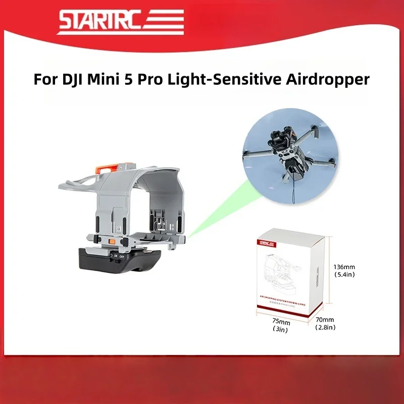 For DJI Mini 5 Pro Photosensitive Airdropper Drone Dispenser Payload Delivery Release Thrower Air Dropper Accessories