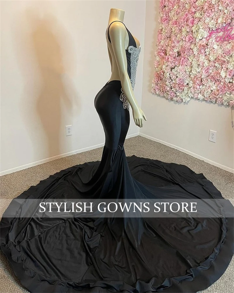 Sexy Sweetheart Long Prom Dress Black Girls 2024 Bead Crystal Rhinestone Birthday Party Dresses Mermaid Evening Gowns Customized