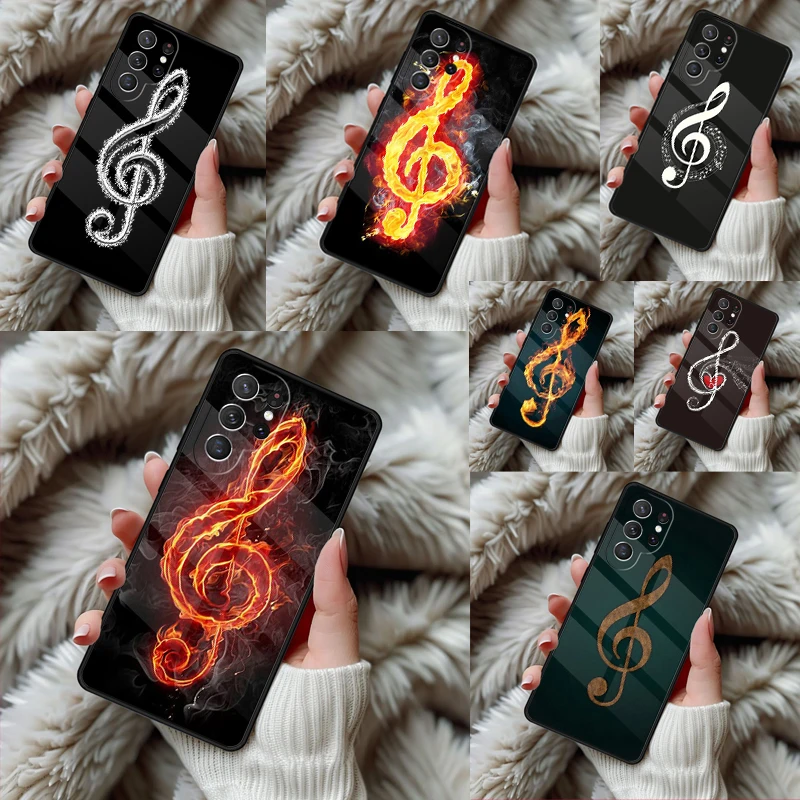 Treble Clef Music Note Phone Case For Samsung Galaxy S24 S25 S26 Ultra S22 S23 Plus S21 S20 FE Note10 TPU Cover