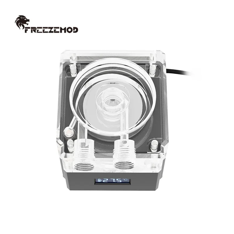FREEZEMOD Hitung pendingin pc pendingin air pompa bisu PWM aliran cerdas 800L/H VA LCD suhu rasa lampu RGB. PU-FS6M-P