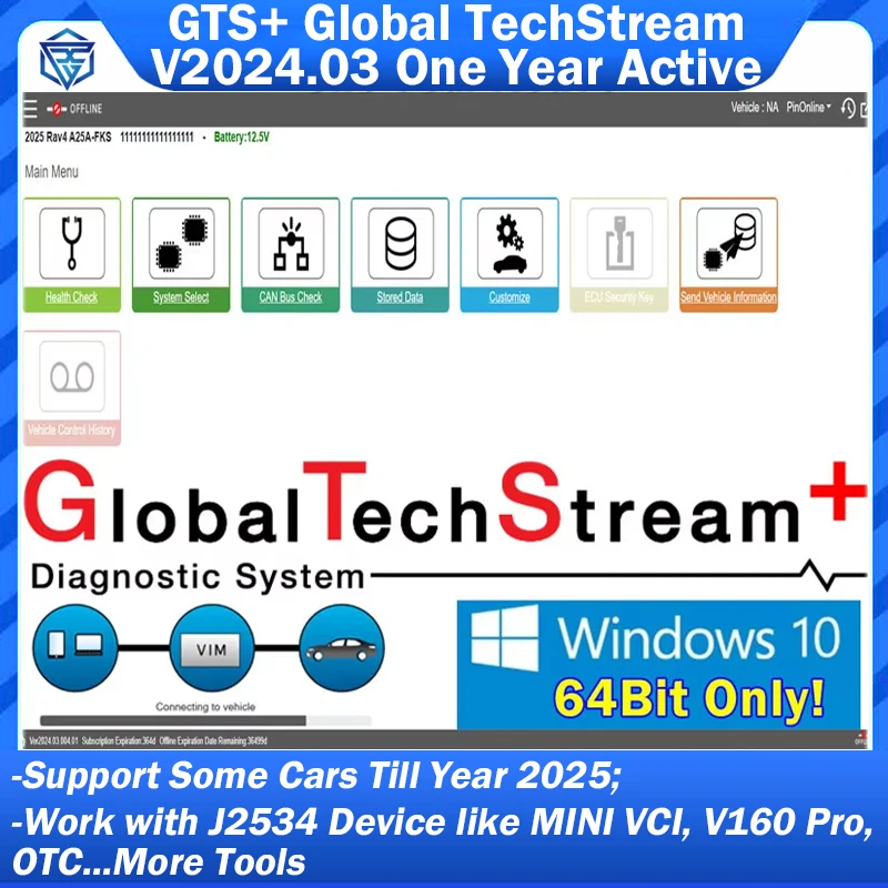 

GTS+ Global Techstream + V2024.03 for Toyota/ Lexus/ SCION GTS Update of Techstream V18.00.008 Global Diagnostic work with J2534