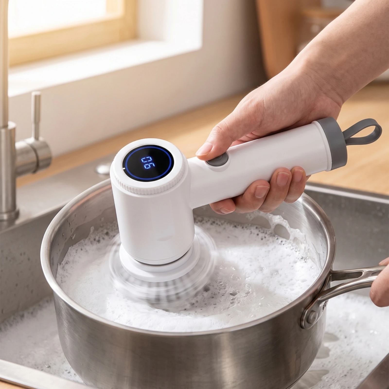 Electric Cleaning Brush with 6 Heads Rechargeable Electric Cleaning Brush with Replaceable Heads Cordless Rotating Scrubber