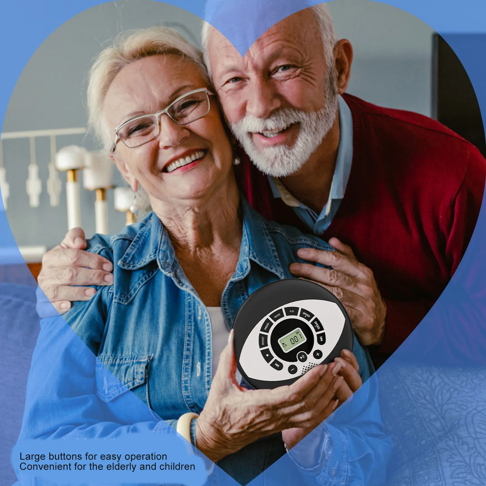 Portable CD Player USB Rechargeable Memory Playing Support Headphone Insertion 3.5mm AUX Jack CD Player Multifunction for Home