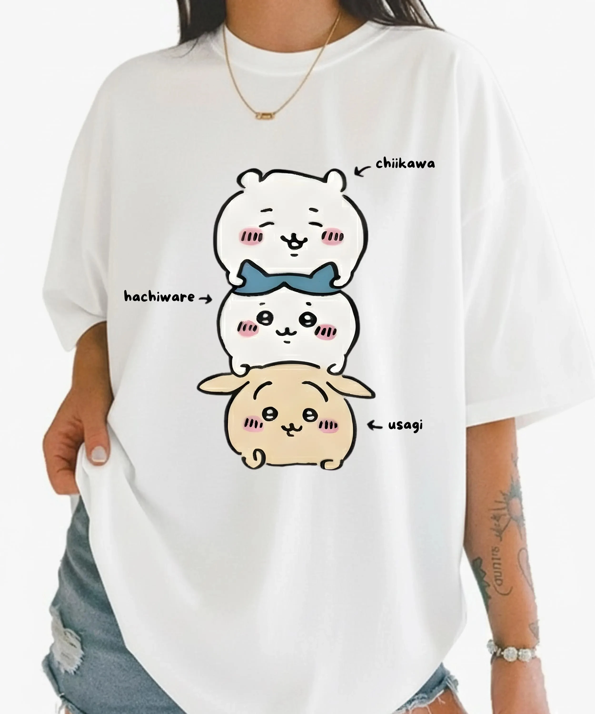 Chiikawa Usagi Hachiware Interesting Daily Scene Graphic T‑Shirt, Unisex O‑Neck Short Sleeve Summer Casual Wear For kid Adults