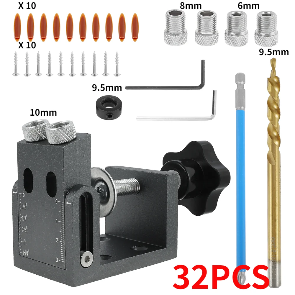 Imagem -02 - Oblíqua Angle Hole Locator Posicionador Passador Broca Kit Joinery Bolso Buraco Gabarito Kit Carpintaria Bolso Buraco Parafuso Gabarito