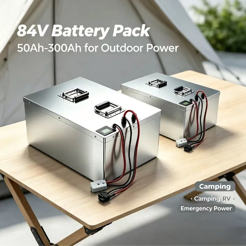 84V Li-ion Battery Pack 50Ah–300Ah, Built-in Smart Bluetooth BMS, Deep Cycle Rechargeable Battery for Sightseeing Car, Golf Cart