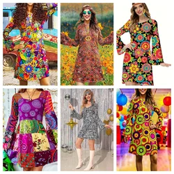 Hippie Costumes with Scarf for Women Male Carnival Halloween Vintage 70s 80s Rock Disco Cosplay Outfits Party Fantasia Dress Up