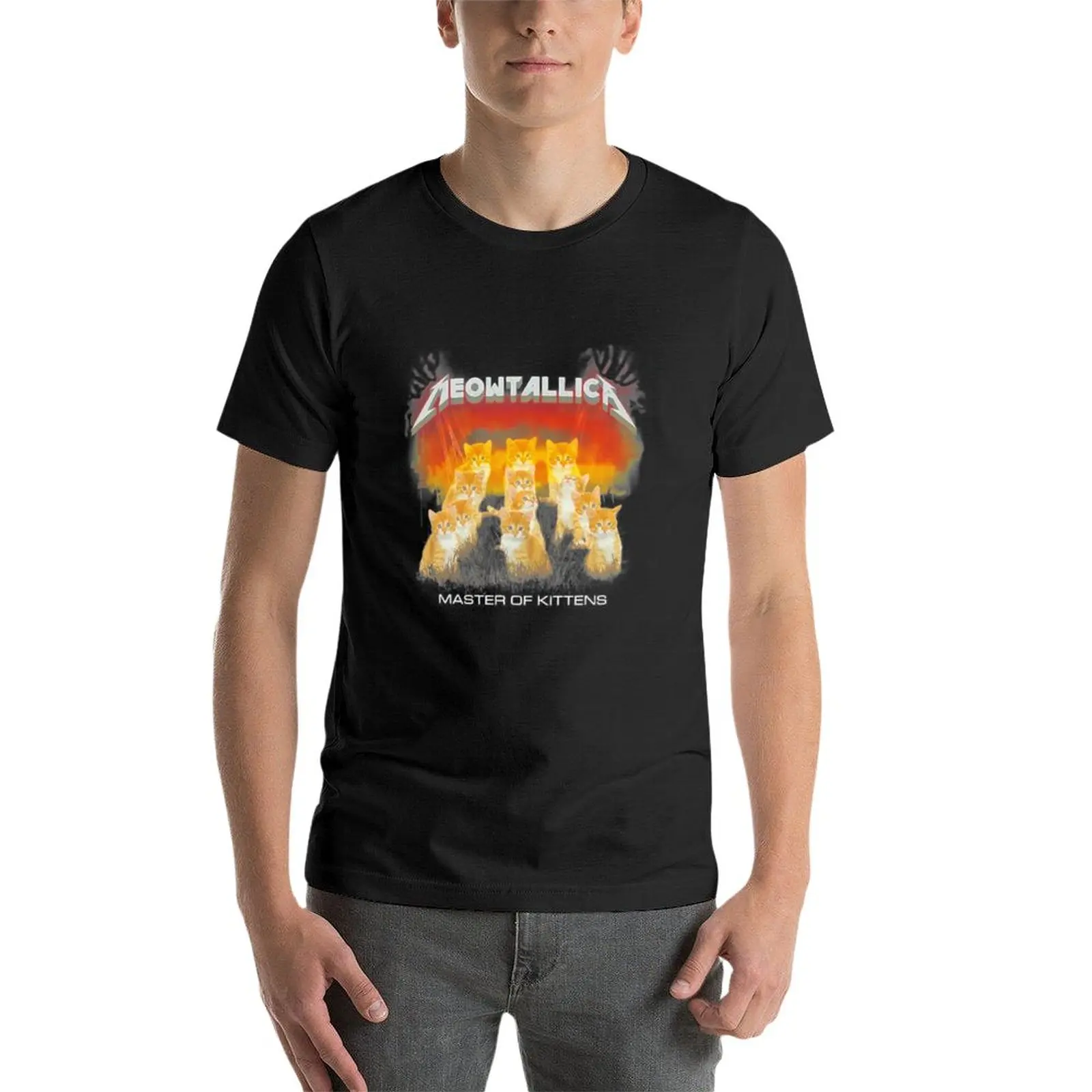 New Meowtallica T-Shirt summer clothes tops big and tall t shirts for men
