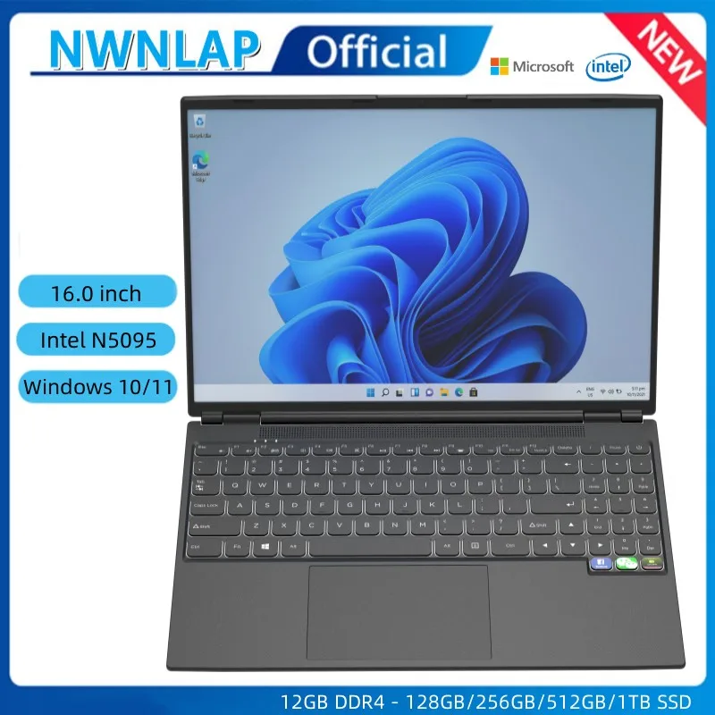 Cảm Ứng Touch ID Laptop 16.0 Inch IPS FHD Intel Celeron N5095 12GB DDR4 RAM 128G/256G/512G/1TB SSD UHD Đồ Họa Windows 10 WiFi BT