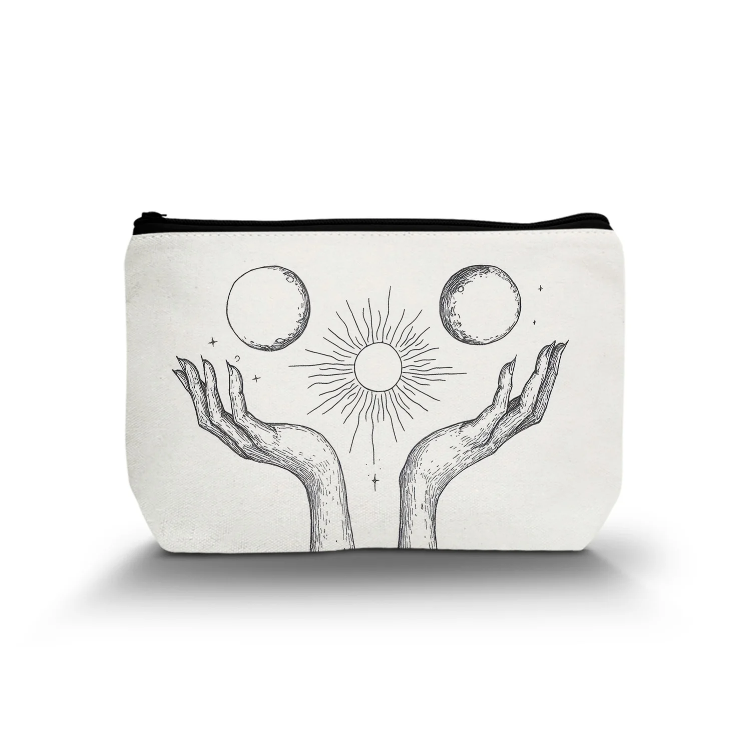 1Pc Mystical Moon And Sun Cosmetic Bag Multifunctional Durable Fashion Women'S Cosmetic Bag Suitable For Daily And Travel