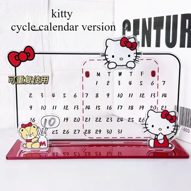 Calendario Simpatico ornamento acrilico Kitty Riciclaggio Calendario riutilizzabile Ins Note Board Regalo essenziale per il desktop