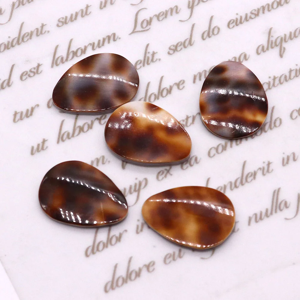 5pcs Fashion Leopard Shell Bead Non-porous Ring Face Print Pattern Water Drop Mother-of-pearl Women's Jewelry DIY  Accessories