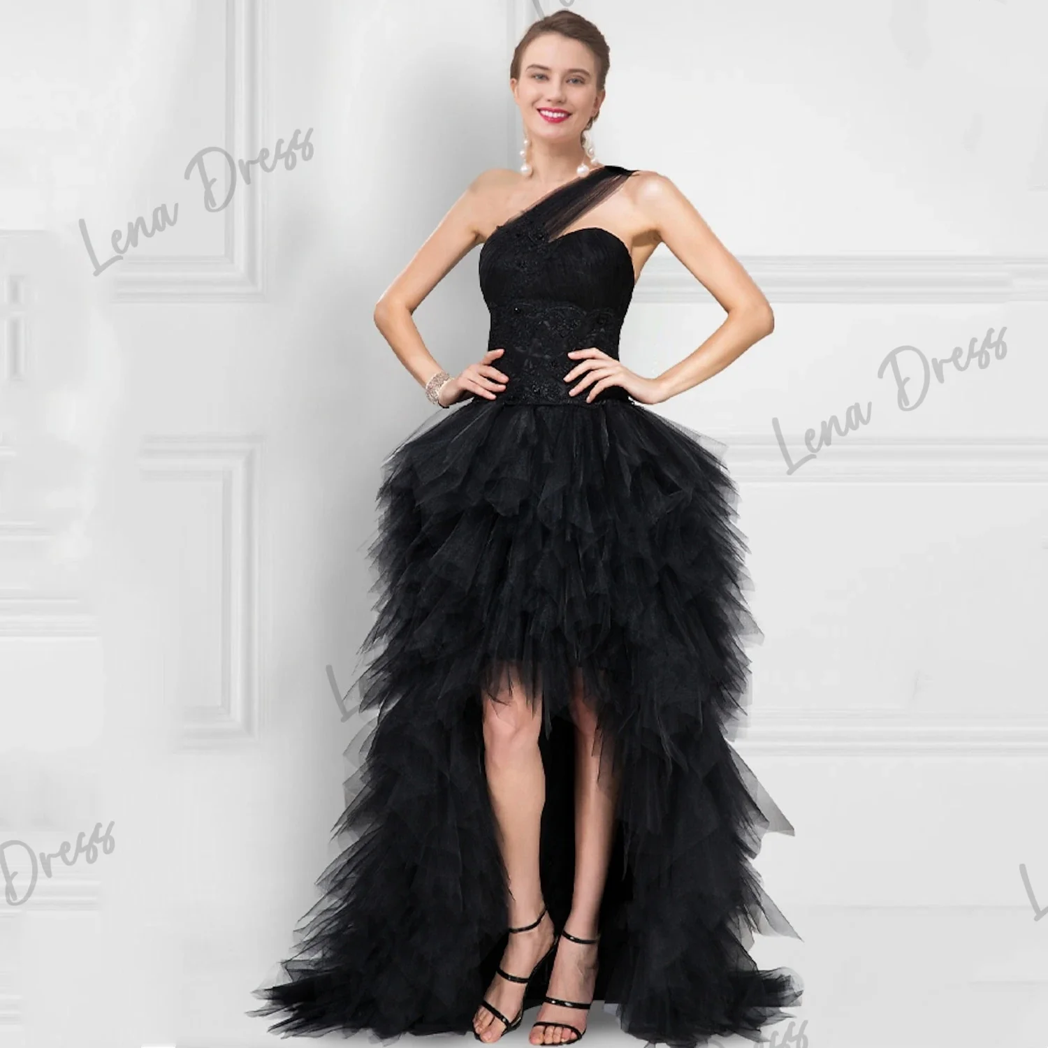 

Lena - Adult Ceremony Guest Wedding Party Dress Women's Elegant Luxury Reunion Mesh Layered Graduation Women's Evening Dress