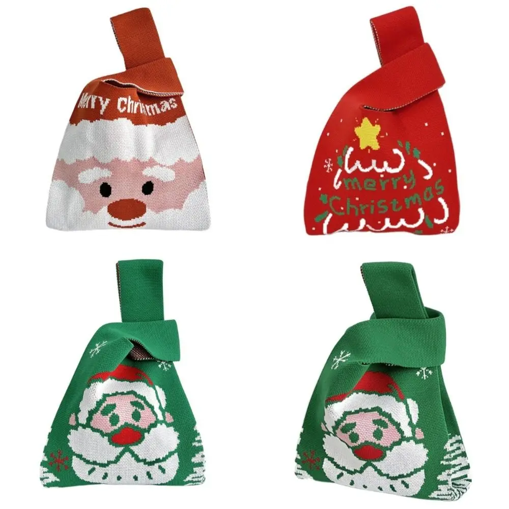 

Premium Pink Knot Wrist Bag Embroidered One Shoulder Christmas Gift Bag Handheld Christmas Knitted Bag Christmas Gift