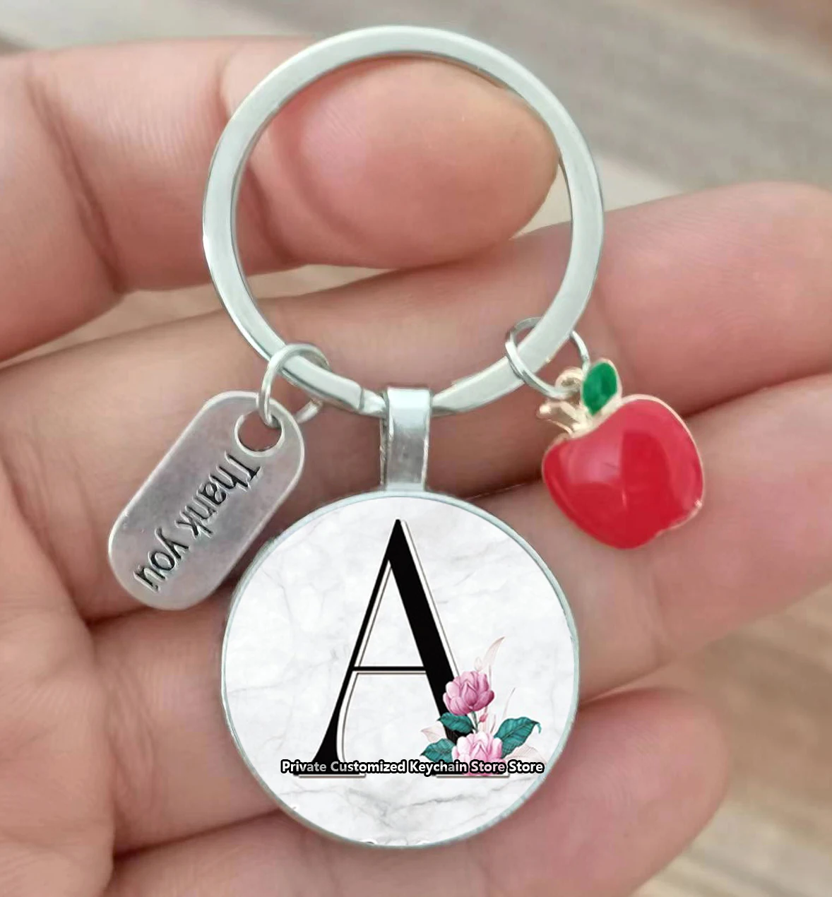 Diy, Thank You For The A-Z Convex Glass Circular Keychain. It'S A Gift For Friends On Teacher'S Day, Teacher