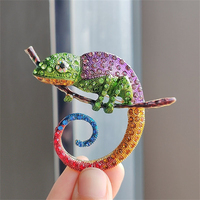 Fashion rhinestone color chameleon brooches three color painting oil animal lizard corsage party accessories