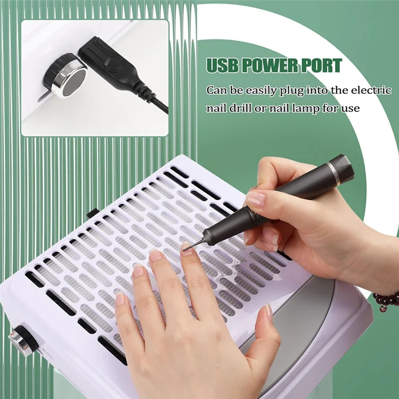 PB-Raccoglitore di polveri per unghie per manicure, aspiratore da 100 W Aspiratore Potente ventola per unghie, spina europea bianca durevole