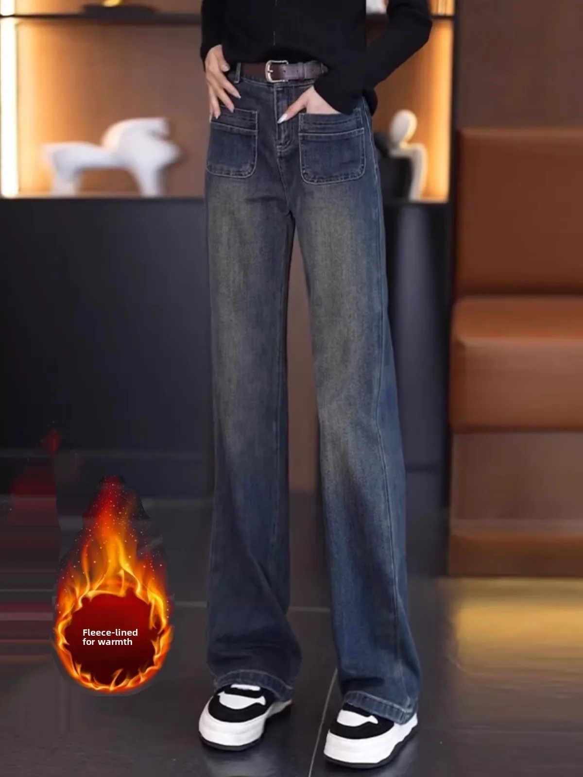 

High Waist Wide Leg Straight Jeans Women's Autumn New plus Size Slimming Tapered Cement Grey Denim Pants Ladies Fashion