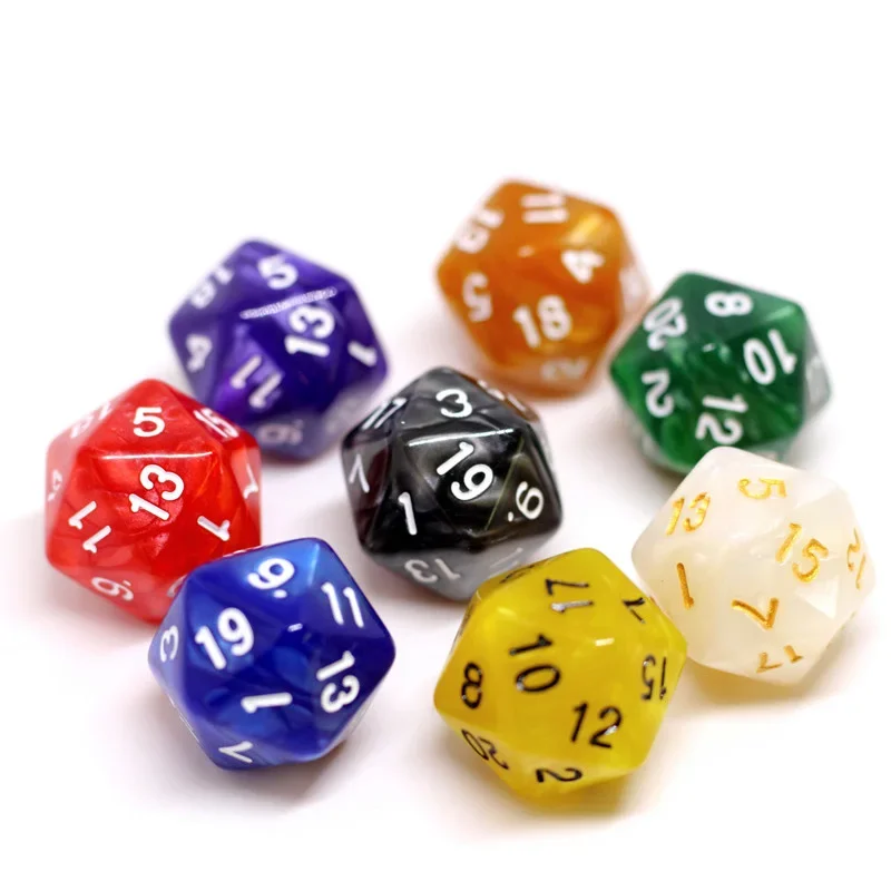 10 PCS Transparent Multicolor Dice Random Colors 20 Sided Dice Funny Puzzle Game