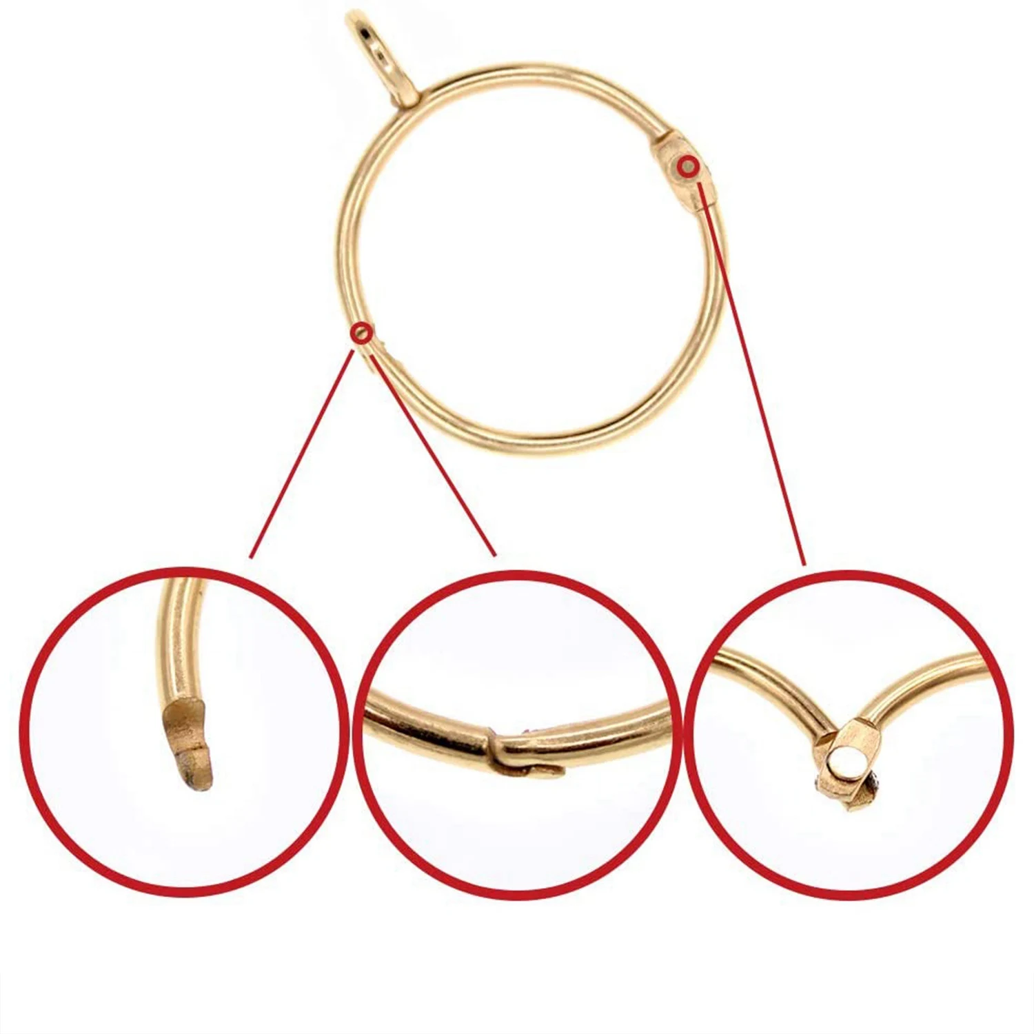 Openable Gold Curtain Rings, Cortina à Prova de Ferruga com Ilhó, Abrir e Fechar, Gancho Pinos, 1.5 ", 20 Pcs