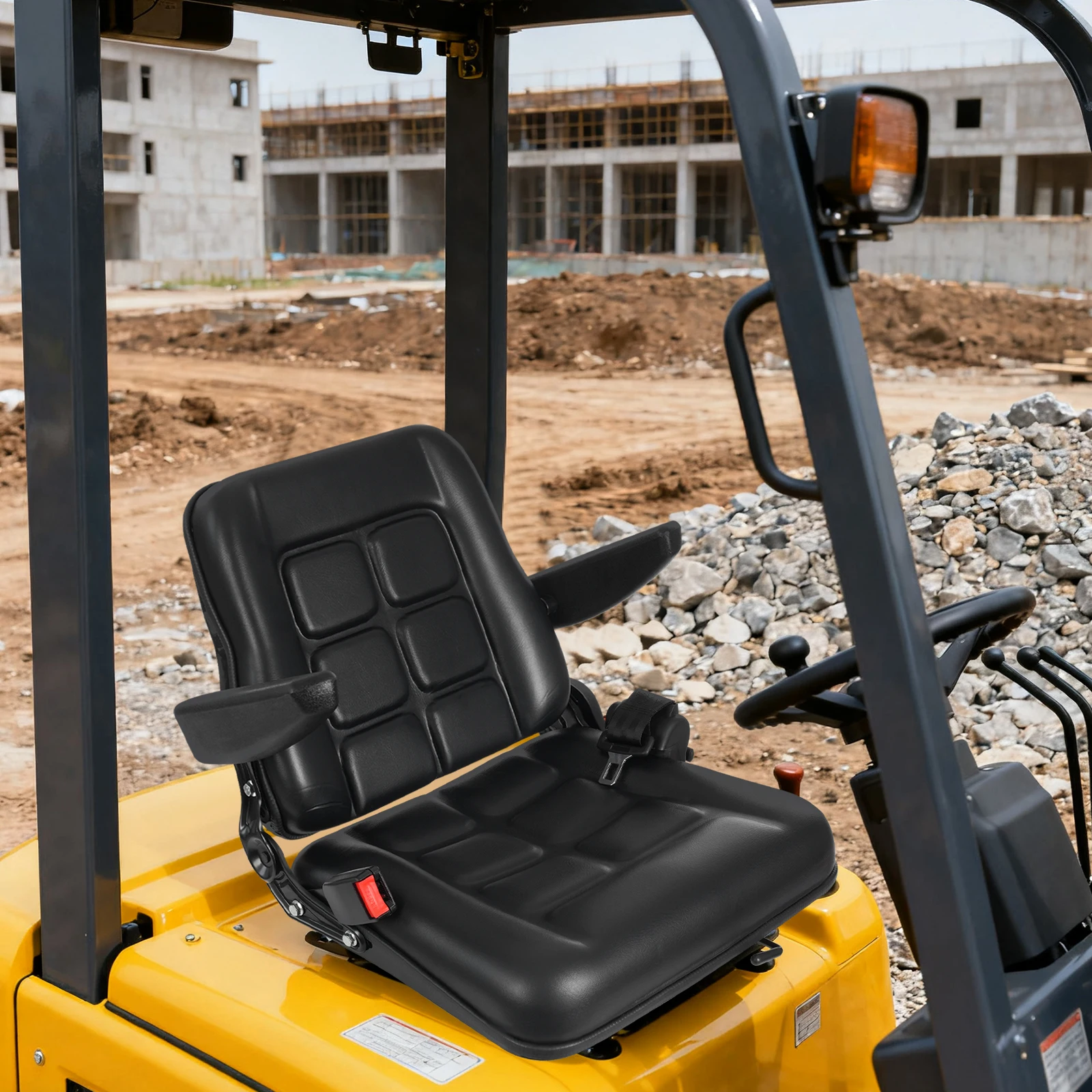 

Tractor Seat with Seat Belt & Armrest Universal Forklift Seat Drivers Side Adjustable Seat for Utv Atv Golf Cart Excavator