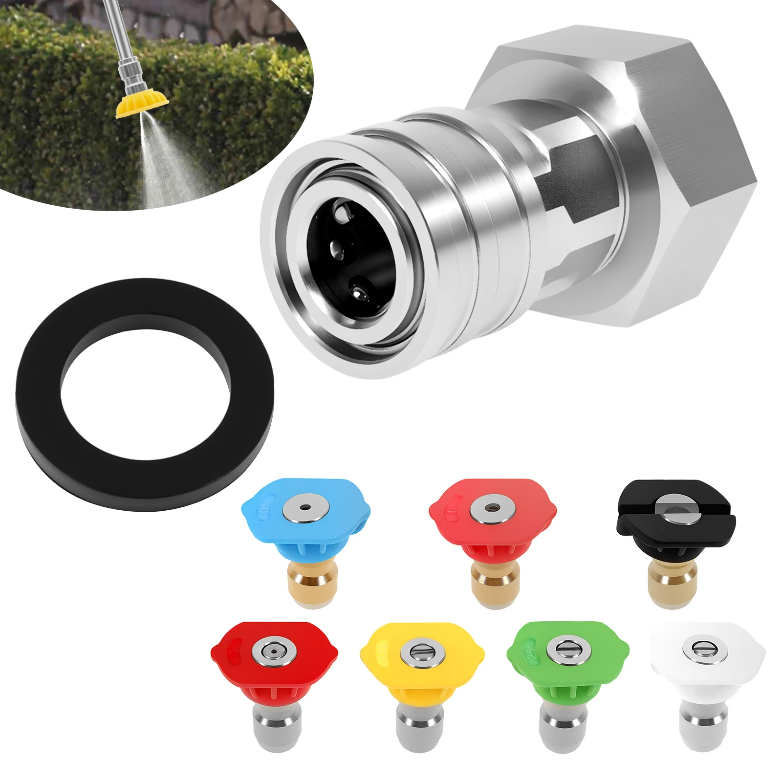 

Garden Hose to Pressure Washer Adapter 3/4” GHT to 1/4” Quick Connect Convert Water Hose to Power Washer Connector Car Washing