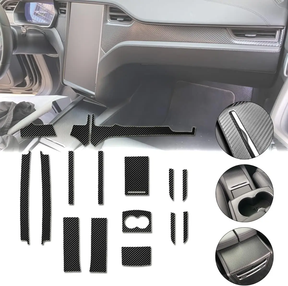 

Car Interior Center Console Color Change Carbon Fiber Molding Sticker Decals for Tesla Model X Tesla Model S