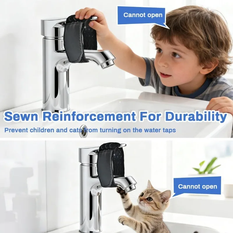 4Pcs Anti‑Slip Strap Water Tap Lock 5x30cm, Child Safety Lock for Kitchen Bathroom, Prevent Kids Pets Opening Tap