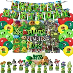 Plant VS Zombie Birthday Party Supplies Decor Hot Game Plant Zombie Balloon Banner Backdrop Cake Topper Banner Kids Boys Gifts