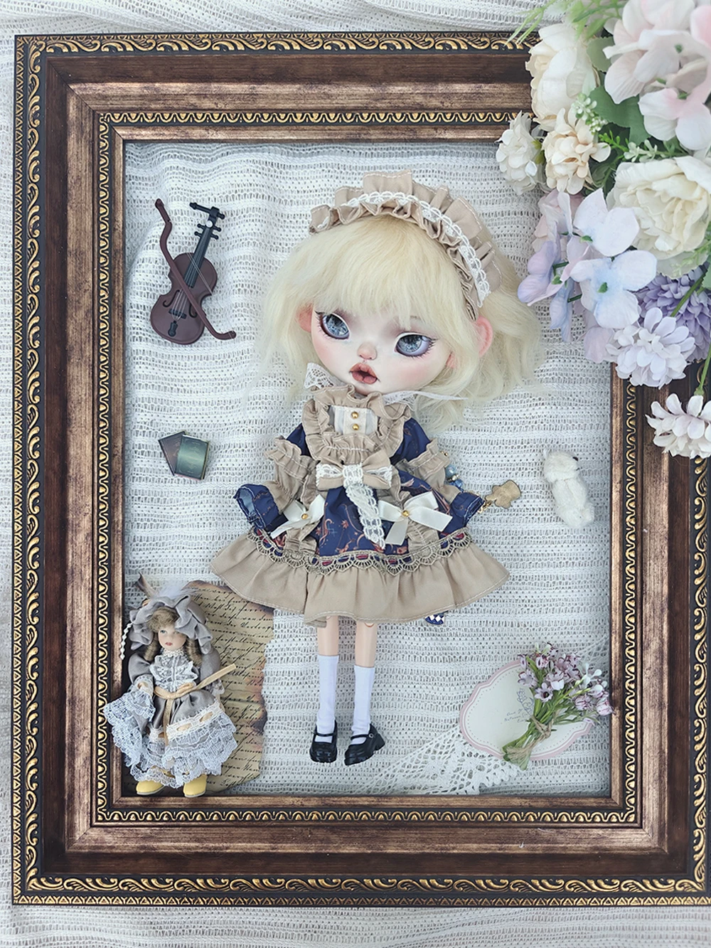 Ubranka dla lalek Blythe Koronkowa Sukienka Księżniczki w Stylu Vintage z Długim Rękawem Akcesoria dla Lalek Ymy Licca Azones Ob22 24 27 Ubrania dla Blythe