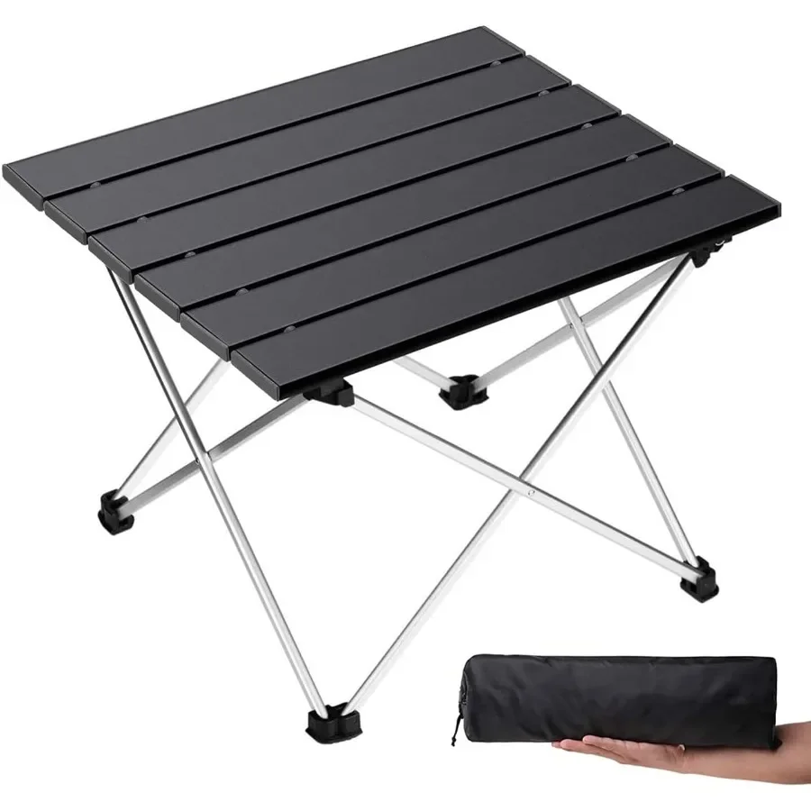 Mesa de camping portátil con mesa de aluminio, mesa de playa plegable, fácil de transportar, perfecta para aventuras al aire libre, picnic, barbacoa, cocinero