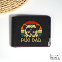 PUG DAD Retro Dog Design Canvas Wallet Minimalist Business Style Lightweight Durable Everyday Use for Men and Women