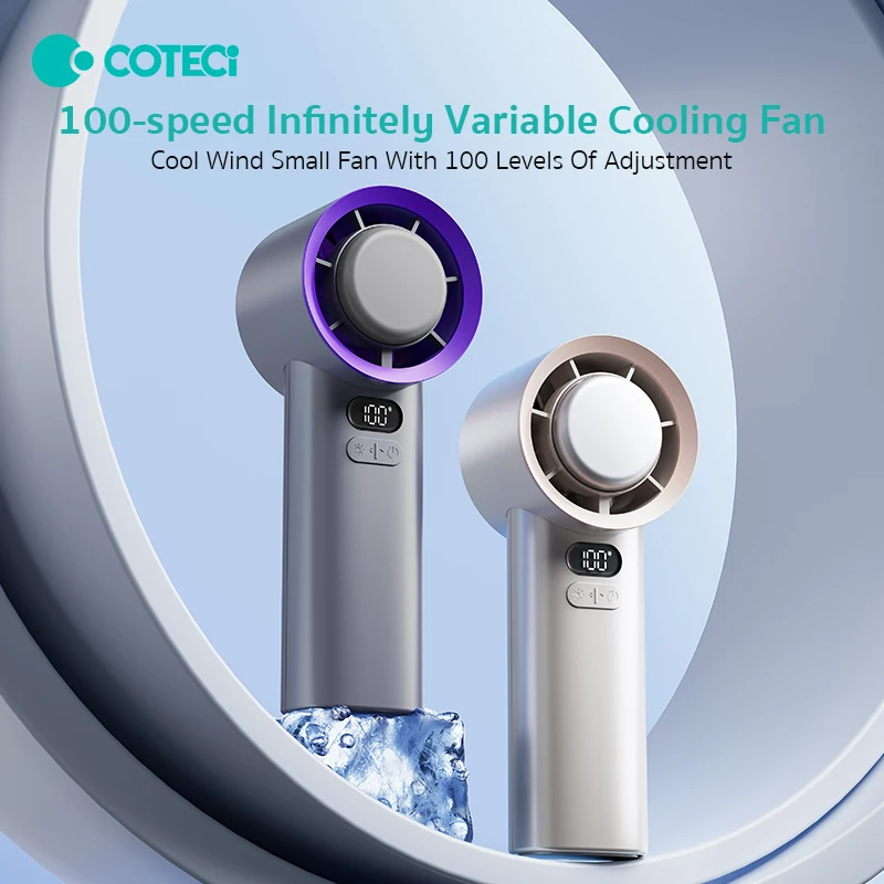 COTECi Handheld High-Speed Small Fan 100-Speed Refrigeration Portable Small Mini High-Wind Ultra-Quiet Desktop 2024 New