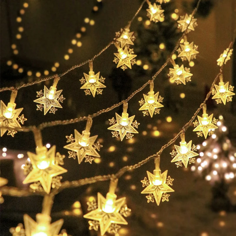 1.5M/3M/6M Christmas Lights LED Star Moon Fairy String Lights New Year Xmas Treefor Home Christmas Tree Garden Decor