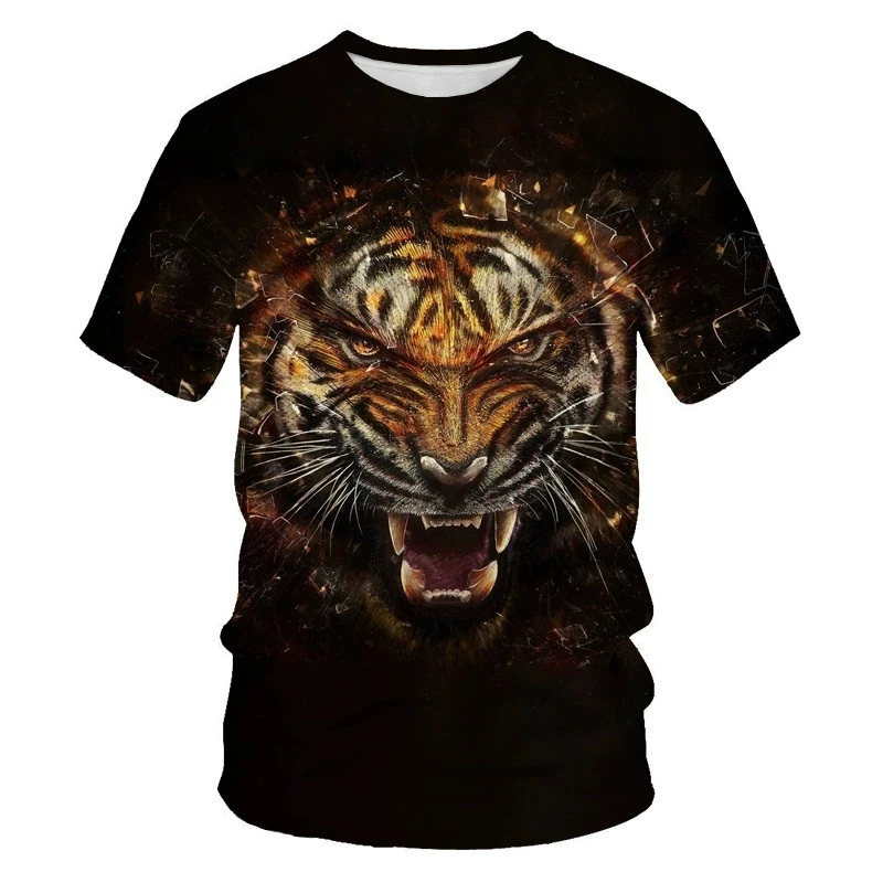 Impressão 3d leão e tigre roupas causais nova moda masculina mulher camiseta plus size S-7XL verão streetwear vintage harajuku