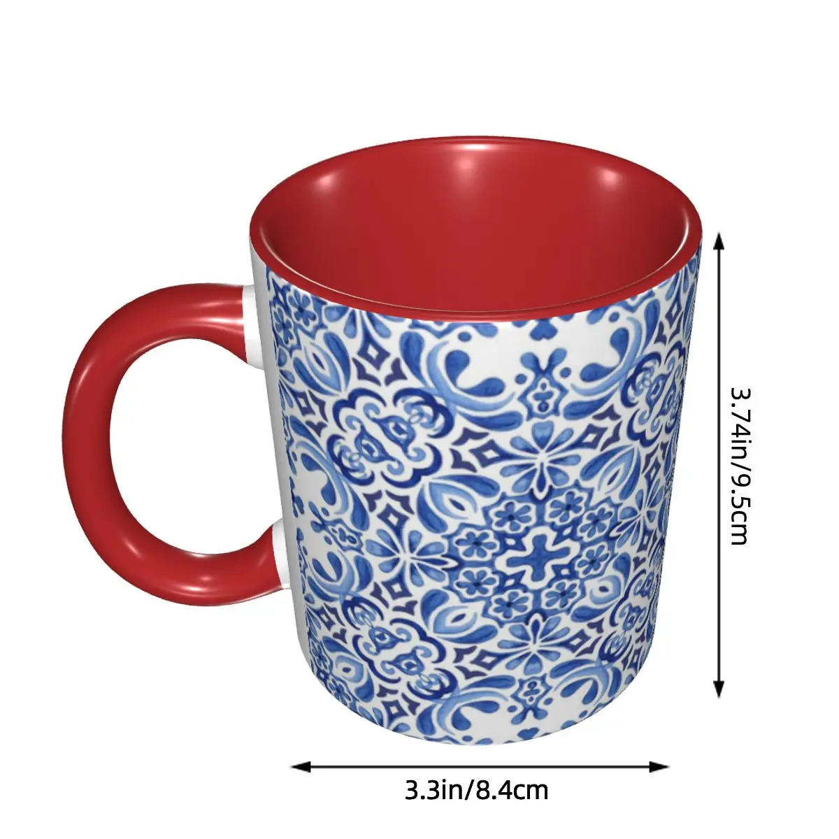 Mediterranean Mosaic Tiles Azulejos Mug Funny Ceramic Coffee Cups Tea Mugs Milk Cup Drinkware Gifts for Woman Man DIY Custom