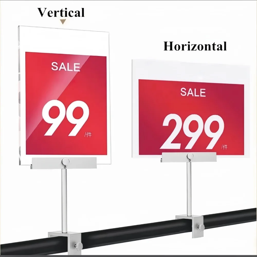Edelstahl Rohr Regal Werbung KT Board Halter Clip Acryl Board Schild Halter Metall Clip – Detail 4