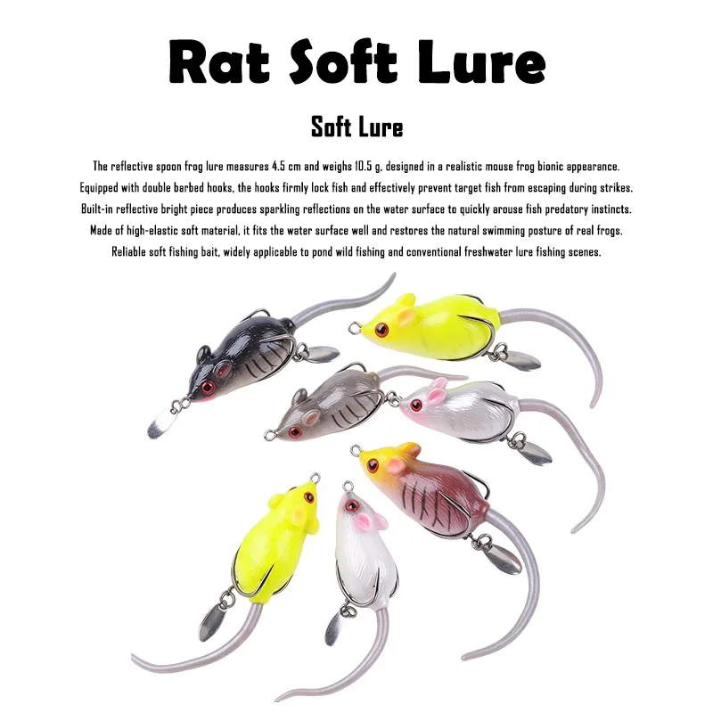 1PC/2PCS/3PCS/4PCS Spinner Double Hook Frog Soft Lure 4.5cm/10.5g Snakehead Killer Barbed Anti-Escape Bait Weedless Fishing Lure